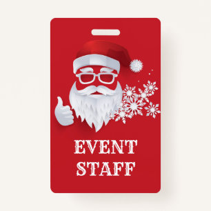 Hip Santa Claus Papercut Christmas Event Staff Badge