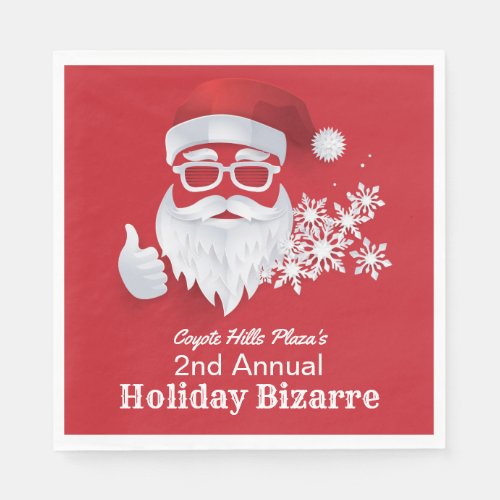 Hip Santa Claus Papercut on Red Christmas Event Napkins