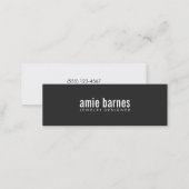 Hip Simple and Bold Black and White Mini Business Card (Front/Back)