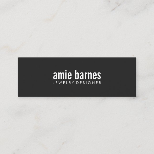 Hip Simple and Bold  Modern Minimalist Black Mini Business Card (Front)