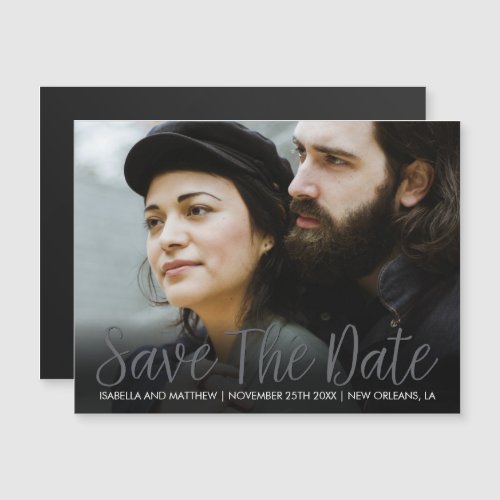Hip Sparkling Cloudy Grey Save The Date Picture Magnetic Invitation