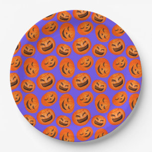 Hip spooky pumpkin Halloween party supplies blue Paper Plates