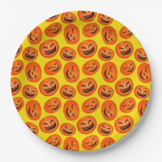 Hip spooky pumpkin Halloween party supplies yellow Paper Plates
