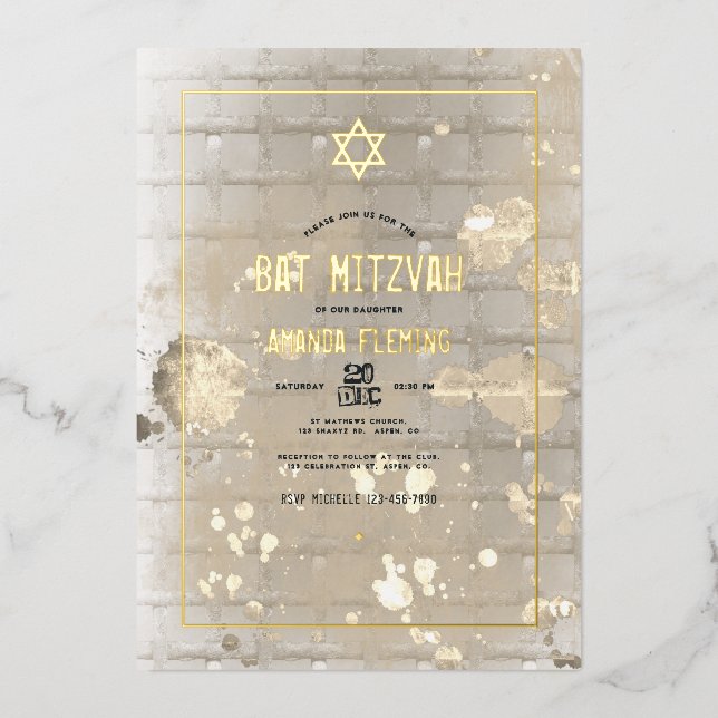 Hip Street  Urban Bat Mitzvah Photo Foil Invitation (Front)