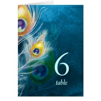 Hip Stylish Peacock Blue Wedding Table Numbers by BridalHeaven at Zazzle