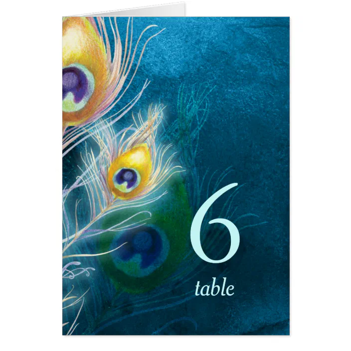Personalized Feather Whimsy Folded Wedding Table Numbers 