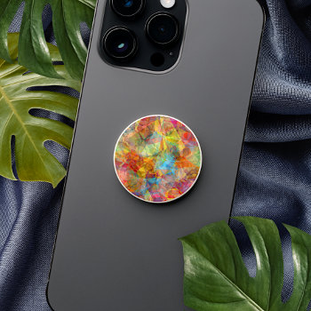 Hip Summer Blue Red Pink Yellow Green Polygon Art Popsocket by All_In_Cute_Fun at Zazzle