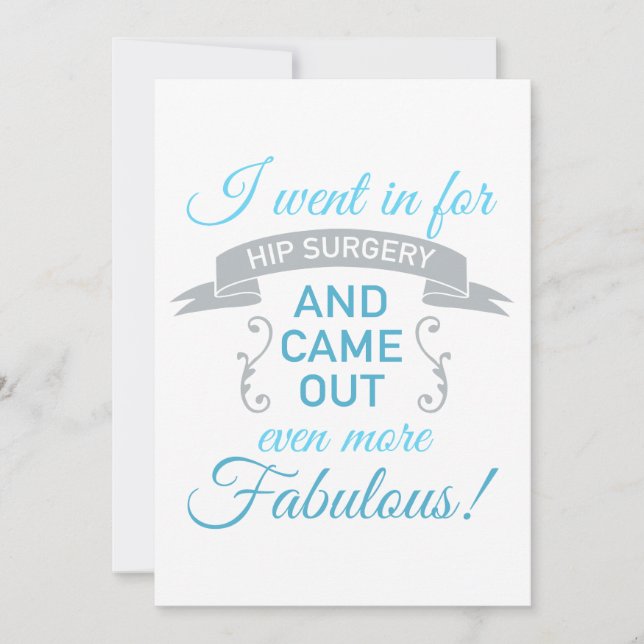 Hip Surgery Fabulous Recovery (Blue) Invitation (Front)