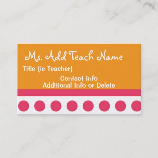 Customizable Hip Teacher Business Card