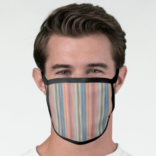 Hip Teal Blue Green Coral Pink Stripes Pattern Face Mask