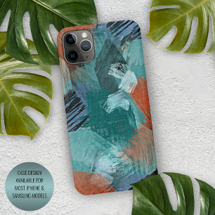 Hip Teal Blue Mint Green Orange Brushstrokes Art iPhone 11Pro Max Case