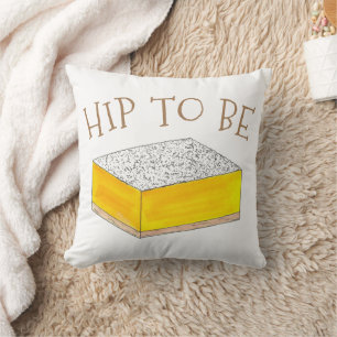 Hip To Be (Lemon) Square Bar Foodie Dessert Yellow Throw Pillow