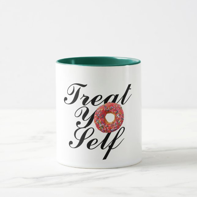 Hip Treat Yo Self Donut Mug, Funny Doughnut Coffee Mug (Center)