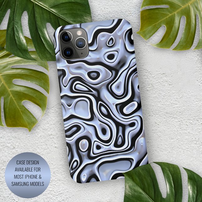 Hip Violet Blue Gray Black 3D Liquid Art Pattern iPhone Case (Creator Uploaded)