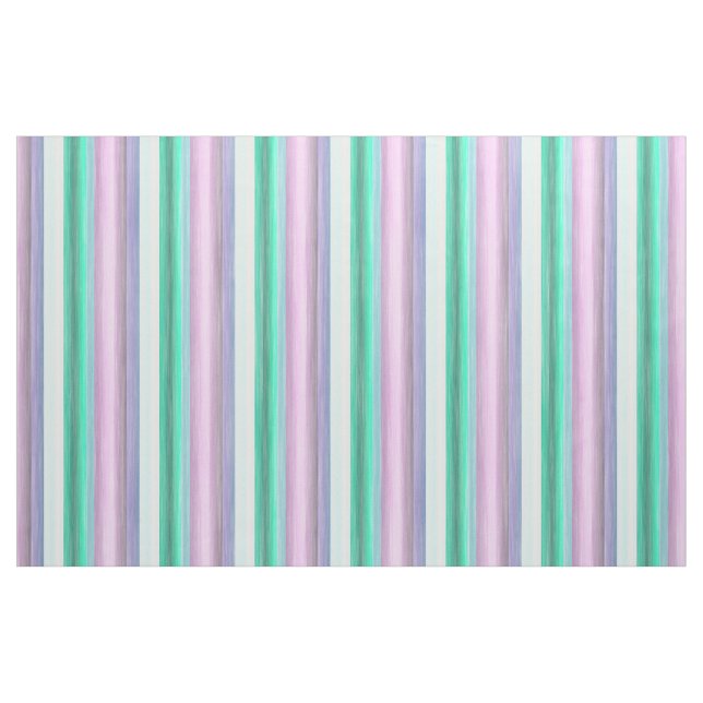 Hip Violet Purple Pink Mint Green Stripes Pattern Fabric (Fat Quarter)