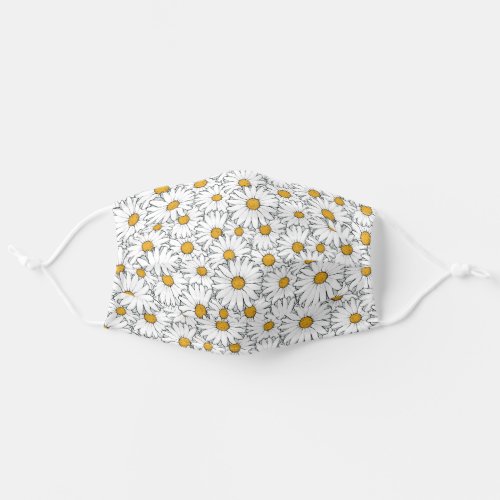 Hip Whimsical Black White Yellow Daisy Art Pattern Adult Cloth Face Mask