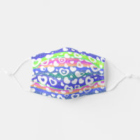 Hip White Heart Pattern Pink Blue Green Stripes Adult Cloth Face Mask
