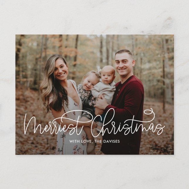 Hip Writing Merriest Christmas Postcard (Front)