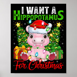 Hip Xmas Lights Funny I Want A Hiptamus For Christ Poster