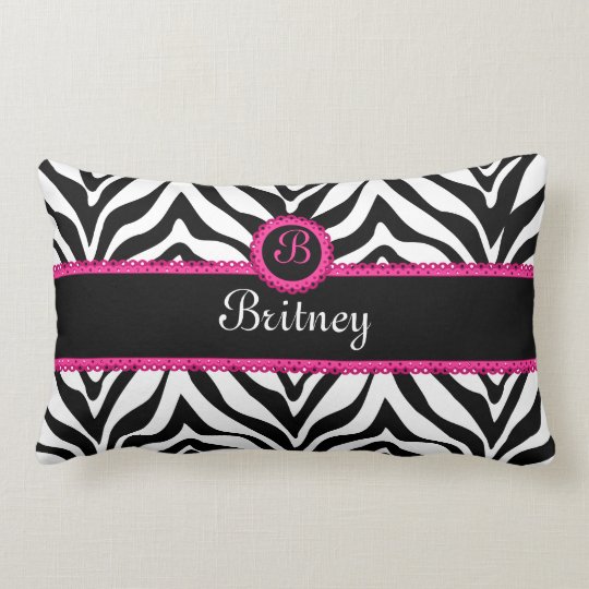 Hip Zebra Print and Lace Monogram Pillow Zazzle