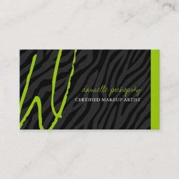 Hip Zebra Print Monogram Business Cards by colourfuldesigns at Zazzle