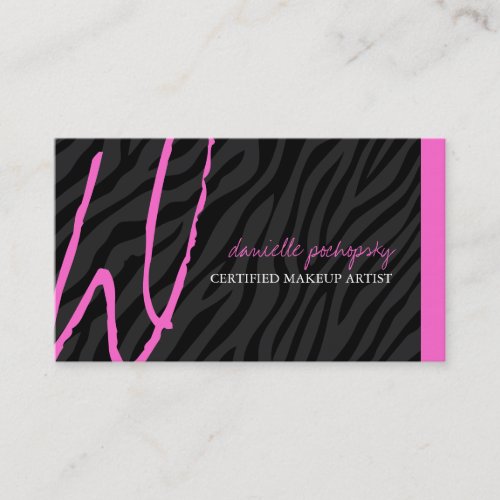 Hip Zebra Print Monogram Business Cards