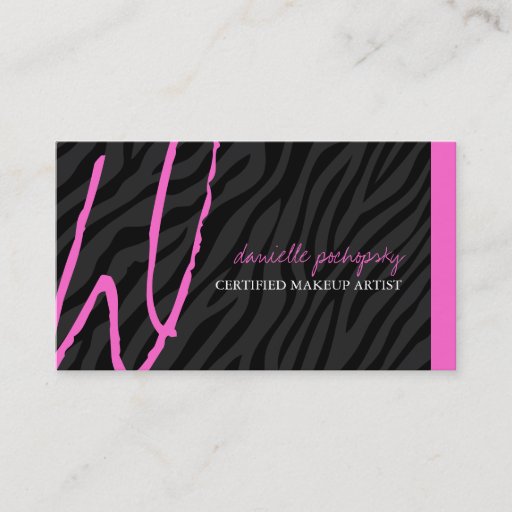 Customizable Hip Zebra Print Monogram Business Cards