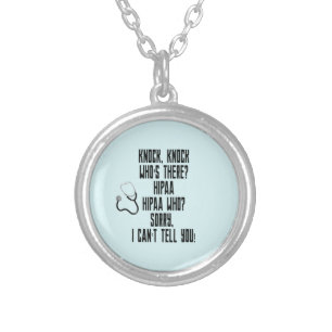 HIPAA Humor Silver Plated Necklace