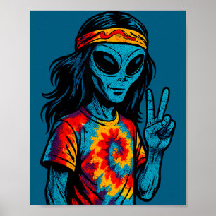 Hipe Alien Tie-dye Design  Poster