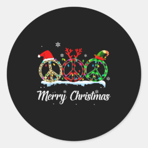 Hipe Peace Sign Santa Hat Reindeer Merry Christmas Classic Round Sticker