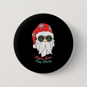 Hipe Santa Groovy Peace Sign Funny Christmas  Button