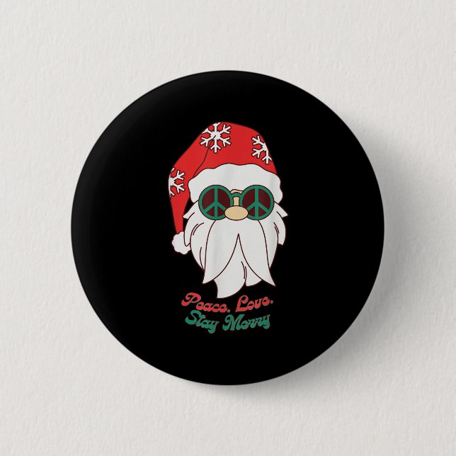 Hipe Santa Groovy Peace Sign Funny Christmas  Button (Front)