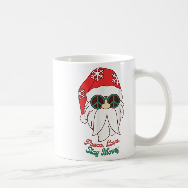 Hipe Santa Groovy Peace Sign Funny Christmas  Coffee Mug (Right)