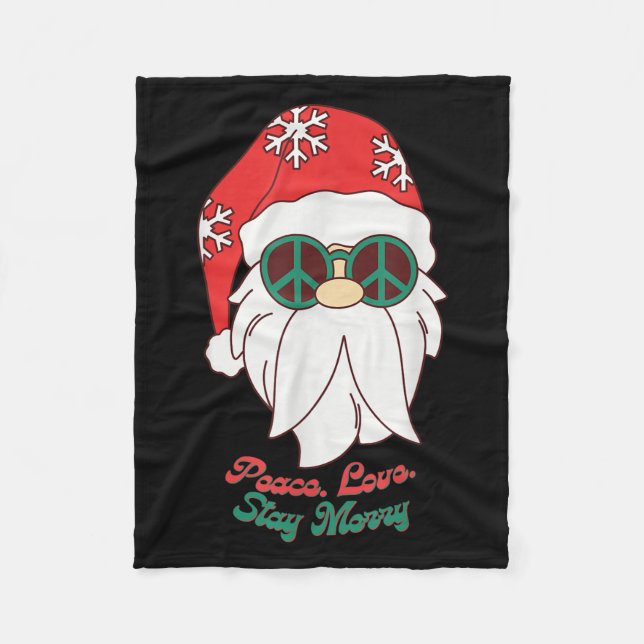 Hipe Santa Groovy Peace Sign Funny Christmas  Fleece Blanket (Front)