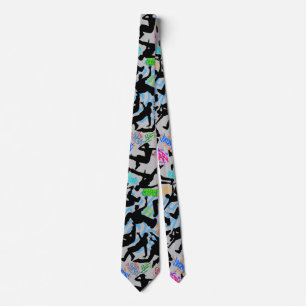 HipHop 50. Dance Pattern. Grey BG Neck Tie
