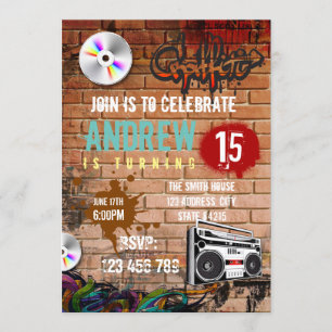 Hiphop birthday party invitation