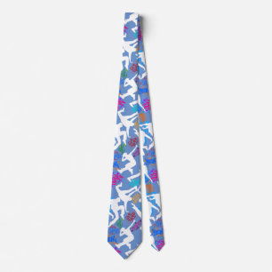 HipHop Dance Pattern.w L Blue BG Neck Tie
