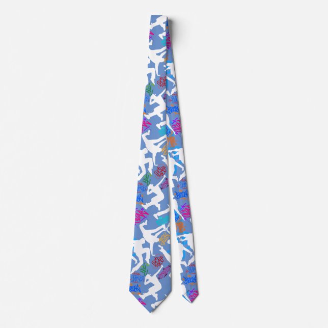 HipHop Dance Pattern.w L Blue BG Neck Tie (Front)