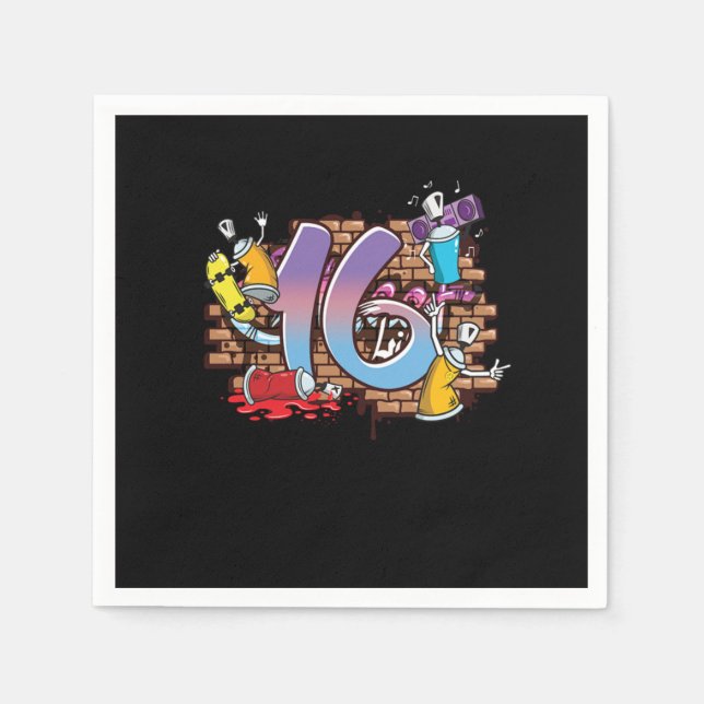 Hiphop Dancer Graffiti Artist Typography 16th Birt Napkins (Front)