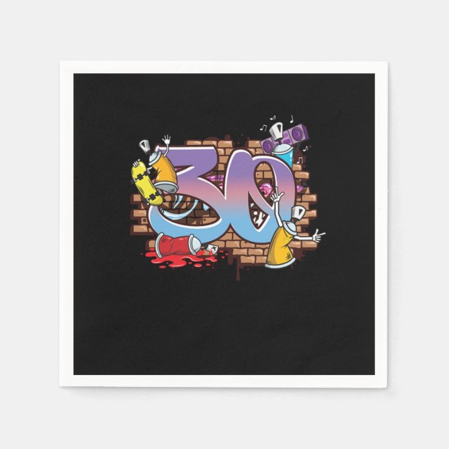 Hiphop Dancer Graffiti Artist Typography 30th Birt Napkins (Front)