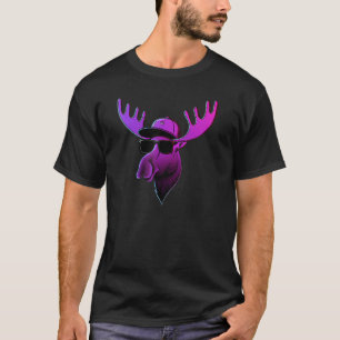 Hiphop Moose  80s Retro Purple Men Women Kids T-Shirt