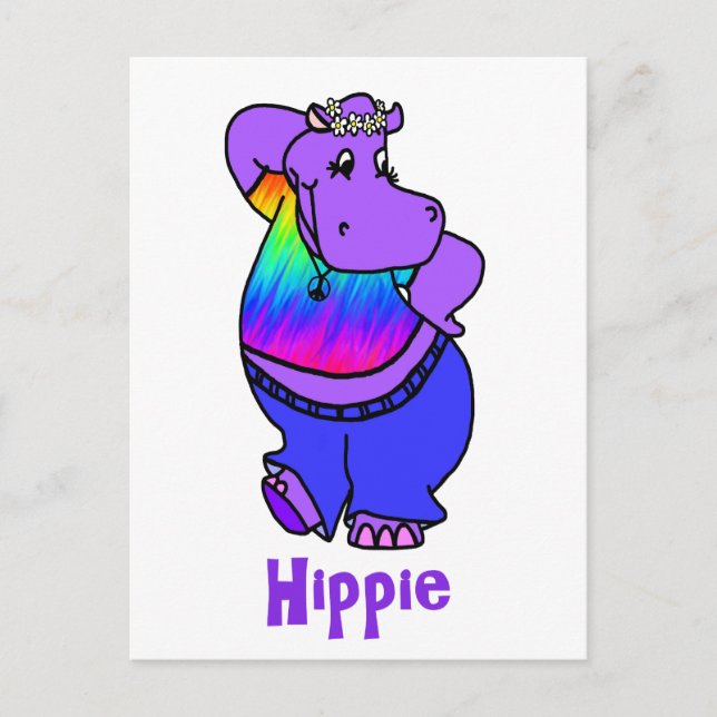 "Hippe" hippy hippo Postcard (Front)