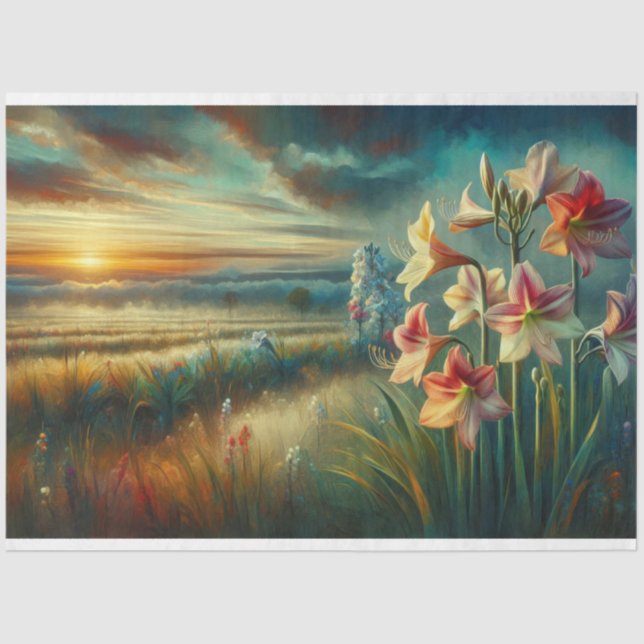 Hippeastrums Sunset View Decoupage Tissue Paper (Front)