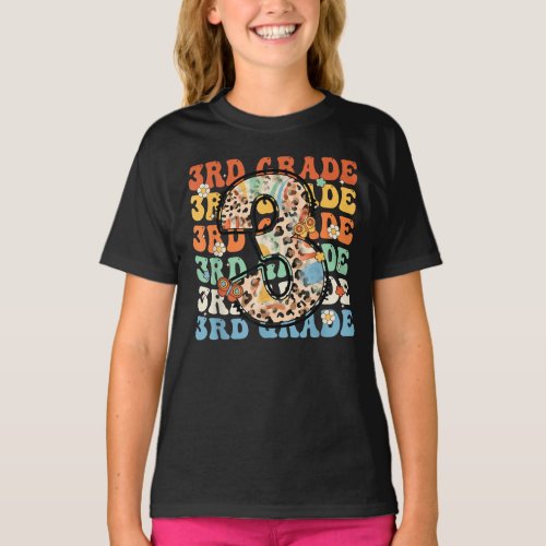 Hippie 3rd Grade Leopard Retro Groovy T_Shirt