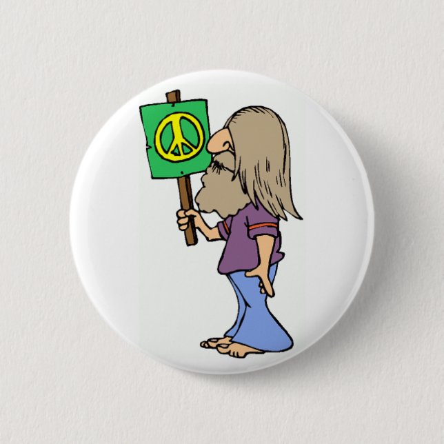 Hippie 4 Peace Pinback Button (Front)