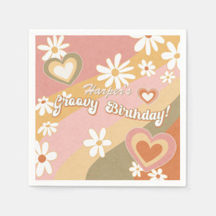 Hippie 60s 70s Retro Daisy Floral Groovy Birthday Napkins