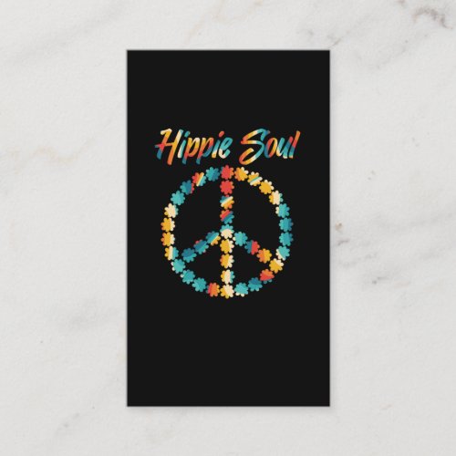 Hippie 60s 70s Retro Peace Sign Flowers Business Card