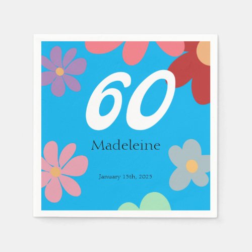 Hippie 60th birthday retro daisy groovy name napkins