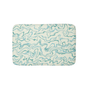 Hippie 70s Blue Marble Liquid Swirl Boho Pattern Bath Mat