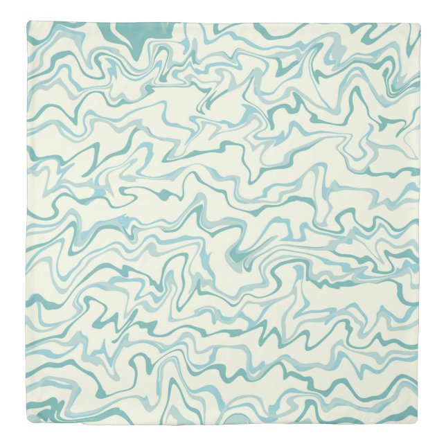 Hippie 70s Blue Marble Liquid Swirl Boho Pattern Duvet Cover (Front)